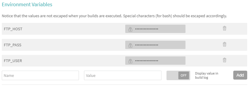 Environment variables in Travis CI